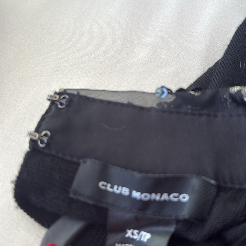Club Monaco Black Sweater with Embroidered Collar - Picture 4 of 4